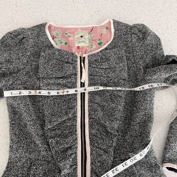 Elevenses Size 4 Women's Gray Ruffle Tweed Jacket Anthropologie - Picture 6 of 7